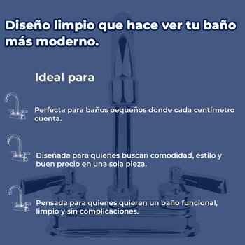 Llave Mezcladora Para Lavabo Rugo tipo Bar 10 cm Acabado cromo