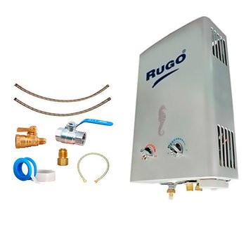 Calentador Paso 06 Lts Rugo Gas LP Incluye Kit de Instalación