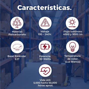 Foco Led Alta Potencia Aksi 50 W Luz Blanca E27