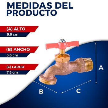 Llave Para Manguera Corta Urrea 1/2 Bronce