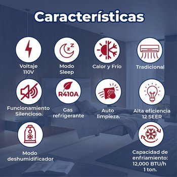 MINISPLIT 1 TONELADA FRIO CALOR 110V