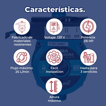 Bomba Presurizadora Iusa 1/6 HP 25 L x Min 127 V