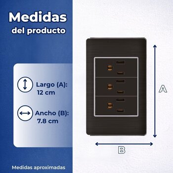 Placa de 3 Contactos Color Negro Luxica