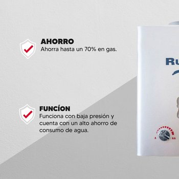 Calentador de Paso Instantáneo Rugo Gas Lp 8 l