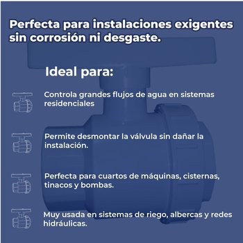 Válvula de Esfera PVC Cementar VDE 38 MM 1.5" Pulgadas