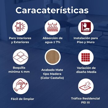 Piso Castaño Galieri Daltile 20X90 1.81M2 ZGI2