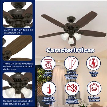 Ventilador Builder Plus 52pulg Bronce Hunter