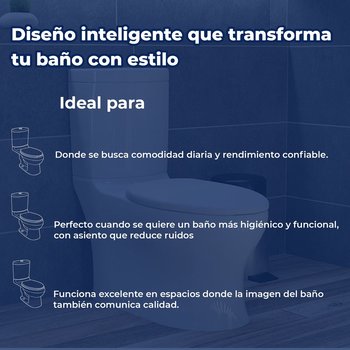 Sanitario WC dos piezas Miura Alargado Helvex 4.8 L