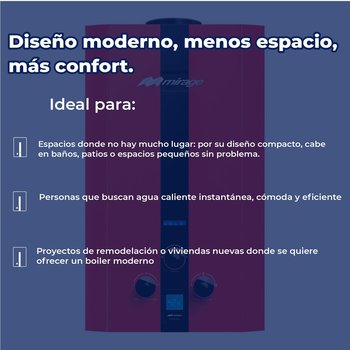 Calentador Paso Mirage Flux 10 L Gas LP 1.5 Servicios