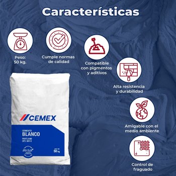 Cemento Blanco Cemex 50 kg