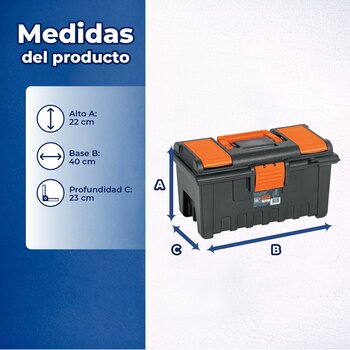 Caja para herramienta Negro de 16" con compartimentos Truper