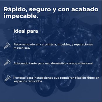 Tornillo Punta Broca Cabeza Extra Plana 8 mm x ½ pulg