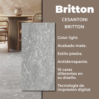 Piso Britton Tipo Piedra Cesantoni 45x90 cm Rectificado