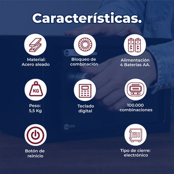 Caja Fuerte de seguridad Yale Negra 20x31x20 cm