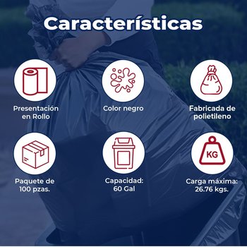 Bolsa de plástico para basura con 100 bolsas