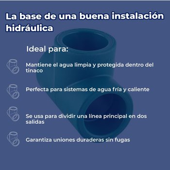 Tee Tuboplus Rotoplas 1½ pulg para Instalaciones Hidráulicas