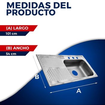 Fregadero Eb Técnica 101 x 54 cm 1 tina 1 escurridor