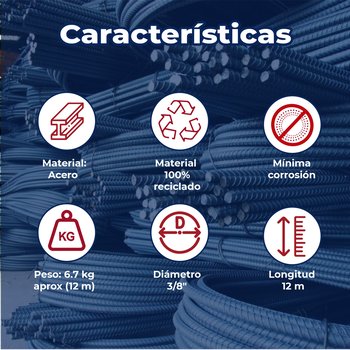 Varilla recta para construcción #3 3/8X12 M AR-42