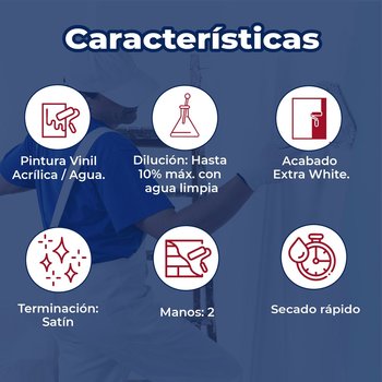 Pintura Vinil Acrilica Satinada Desing Extra White 19 L