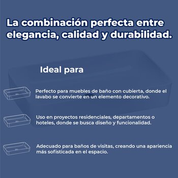 Lavabo de Sobreponer Blanco sin Rebosadero Helvex LV Alaska