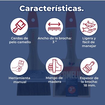 Brocha Byp Camelus Pelo Extra Fino 3” Pulgadas