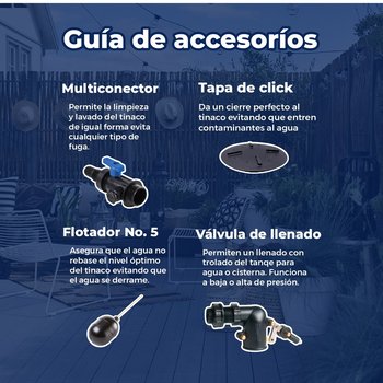 Tinaco vertical beige 500 lts c/herrajes y filtro 0.68x0.68x1.53