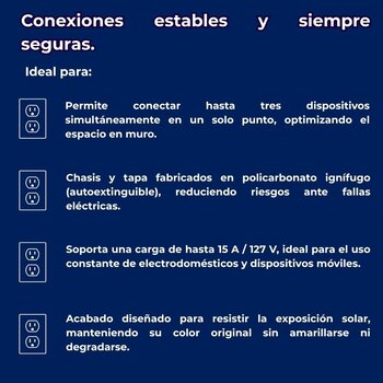 Placa de 3 Contactos Color Negro Luxica