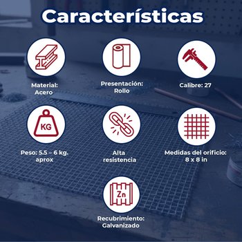 Malla Criba DeAcero 8 x 8 0.91 M