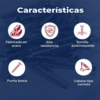 Tornillo Punta Broca Cabeza Corneta 6 x 1 5/8 pulg