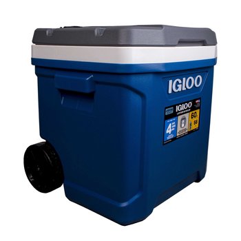Hielera Latitude 60 Roller Igloo 94 latas c/ruedas gris y azul