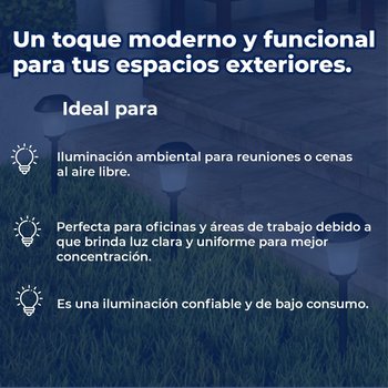Luminario solar led jardin estaca recargable 5000K walk negro