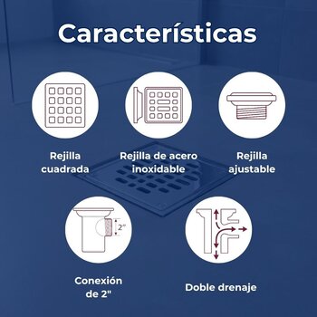 Coladera Helvex Una Boca Rejilla Cuadrada 28235CH