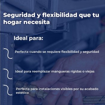 Manguera Conector Flexible Para Gas 3/8 x 3/8 pulg 2 m Coflex