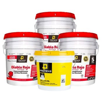 Paq impermeab. diablo rojo 5años bco 3 cubetas gratis 1 playera