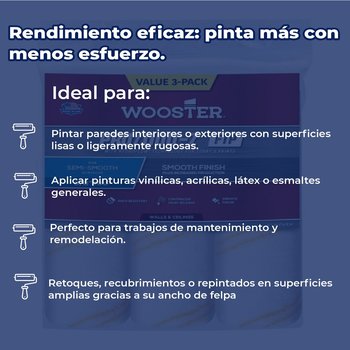 Paquete felpa y rodillo 3 piezas 22.86 X 0.95 cms.