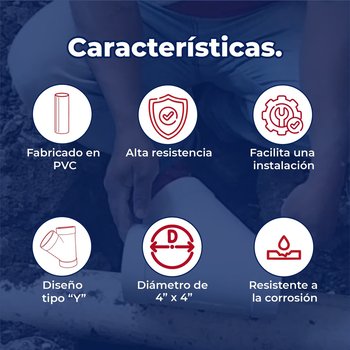 Yee Sanitaria PVC 4” x 4” (100 x 100 mm) para Drenaje