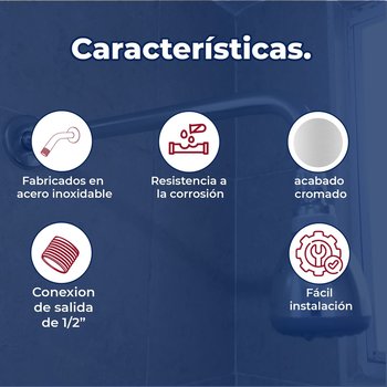 Brazo y Chapetón para Regadera de 39 cm de longitud Rugo 45BRA