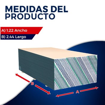 Panel Yeso Resistente a Humedad 1/2 pulg 1.22 x 2.44 m