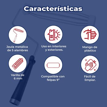 Rodillo Maneral 9" Semiprofesional Jaula Byp