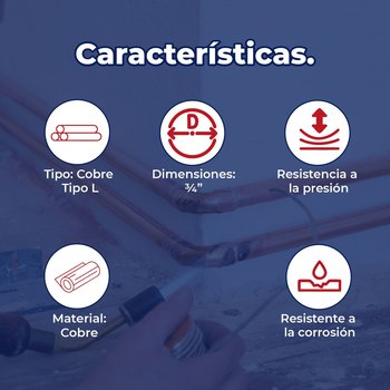Tubo de Cobre Iusa tipo L ¾ pulg 6.10 m