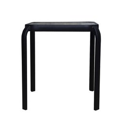 Mesa auxiliar cuadrada vidrio y acero