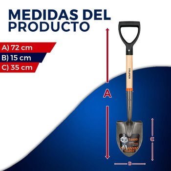 Pala cajuelera redonda puño "D" mango de madera Truper