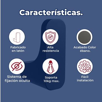 Gancho Sencillo Ébano Linea Quadratta Negro Proyecta QA-06-EB