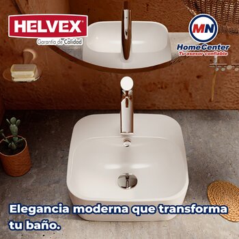 Lavabo de sobreponer rebosadero una perforación Blanco Helvex