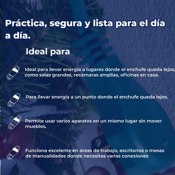 Extensión Eléctrica Domestica Volteck 4 M Clavija Plana Verde