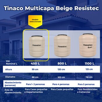Tinaco Multicapa Beige Resistec Rotoplas 450 LTS