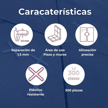 Separador Para Pisos 1.5MM Tipo Cruceta Bolsa de 300 Piezas