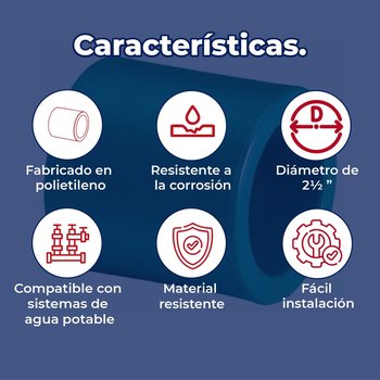 Cople Tuboplus 2½ pulg Unión Hidráulica para Tubería Rotoplas