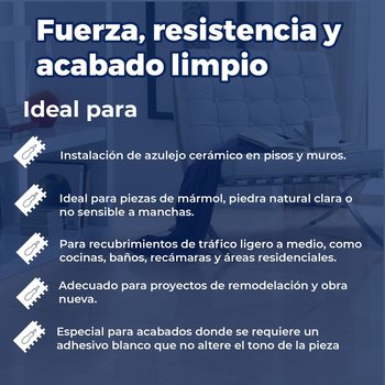 Adhesivo 20 kg Crest blanco para losetas y piedras naturales