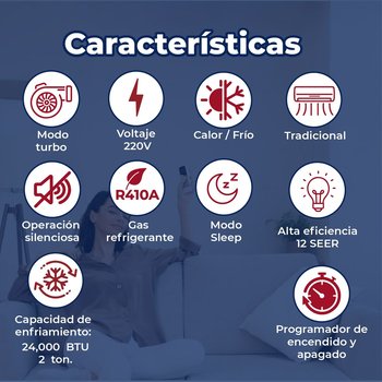 MINISPLIT 2 TONELADAS FRIO CALOR 220V